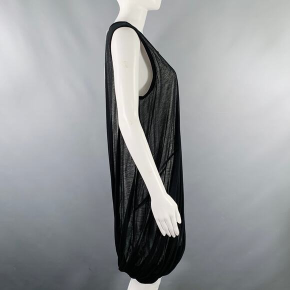 HELMUT LANG Size M Black White Cotton Layered Bubble Hem Dress - Picture 2 of 7